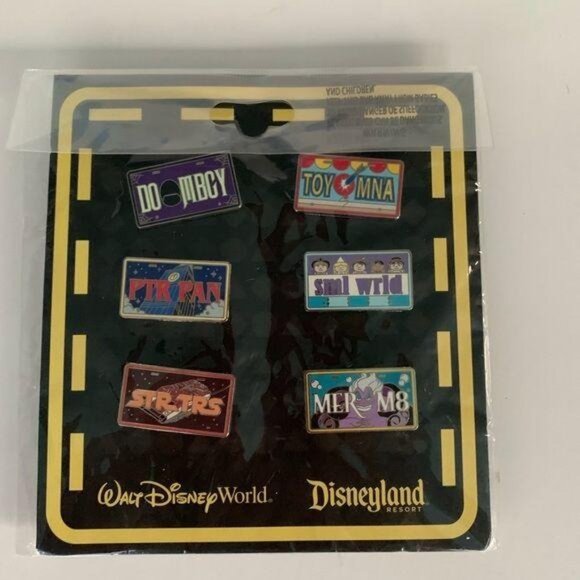 Disney Park Attractions Star Tours Haunted Mansion License Plate Booster Pin Set - Picture 11 of 11